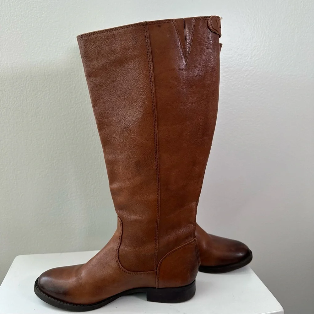 Arturo Chiang Brown Leather Knee High Boots Women 7MW Riding Boots